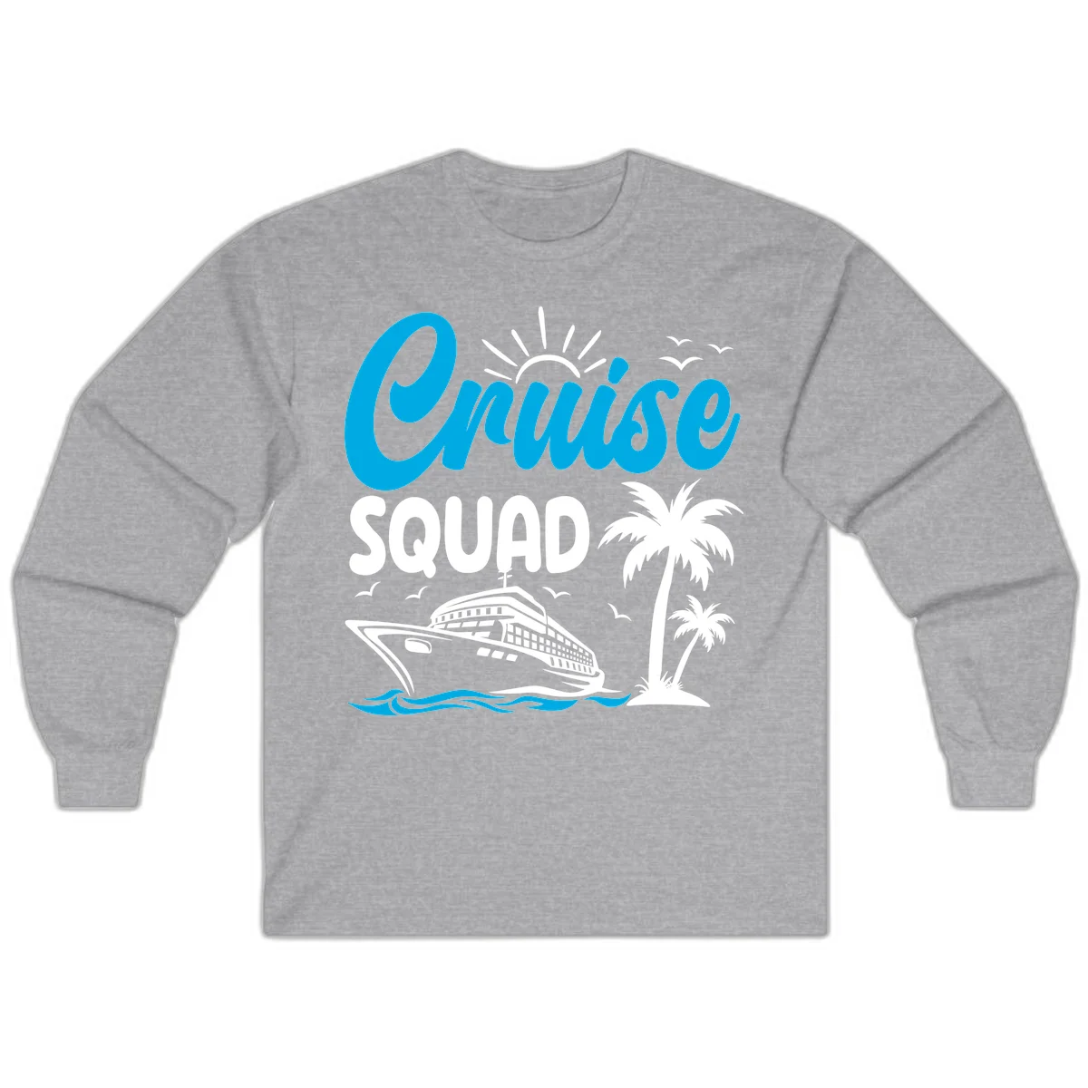 Cruise Squad Vacation Vibes Long Sleeve Tee in Sport Grey