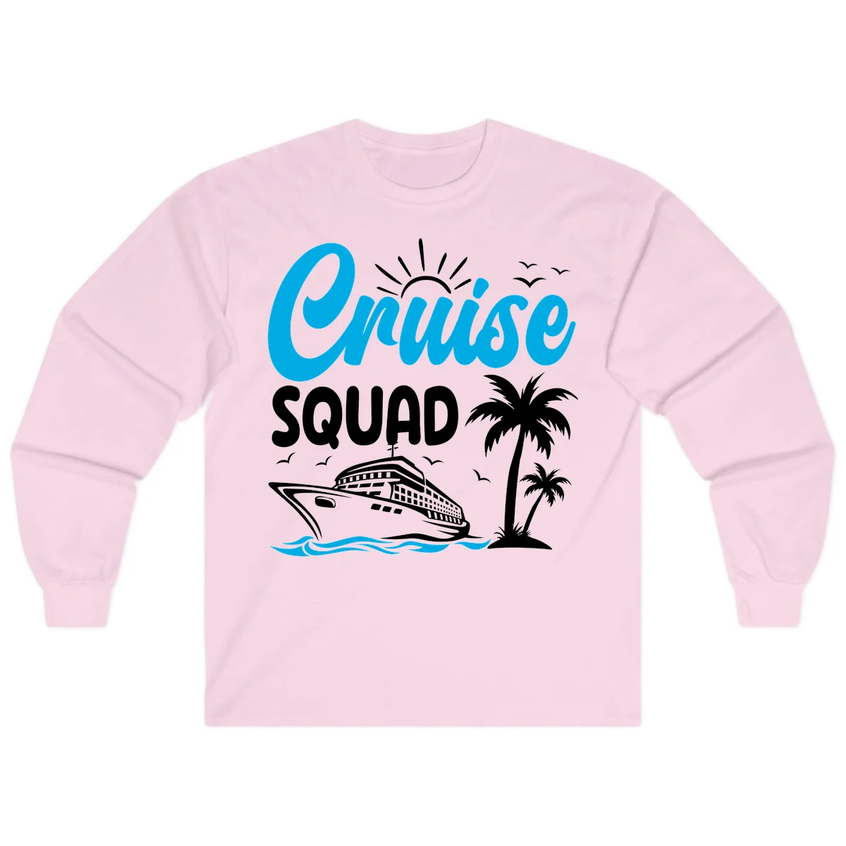Cruise Squad Vacation Vibes Long Sleeve Tee in Light Pink