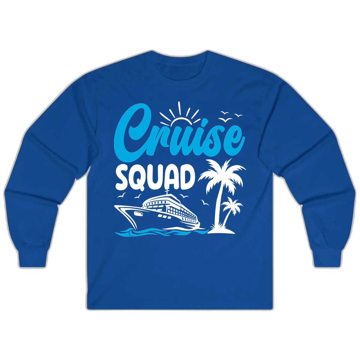 Cruise Squad Vacation Vibes Long Sleeve Tee in Royal