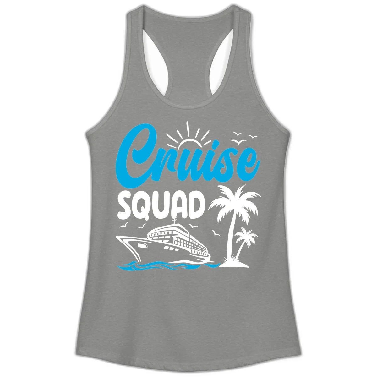 Cruise Squad Vacation Vibes Ladies Tank in Heather Grey