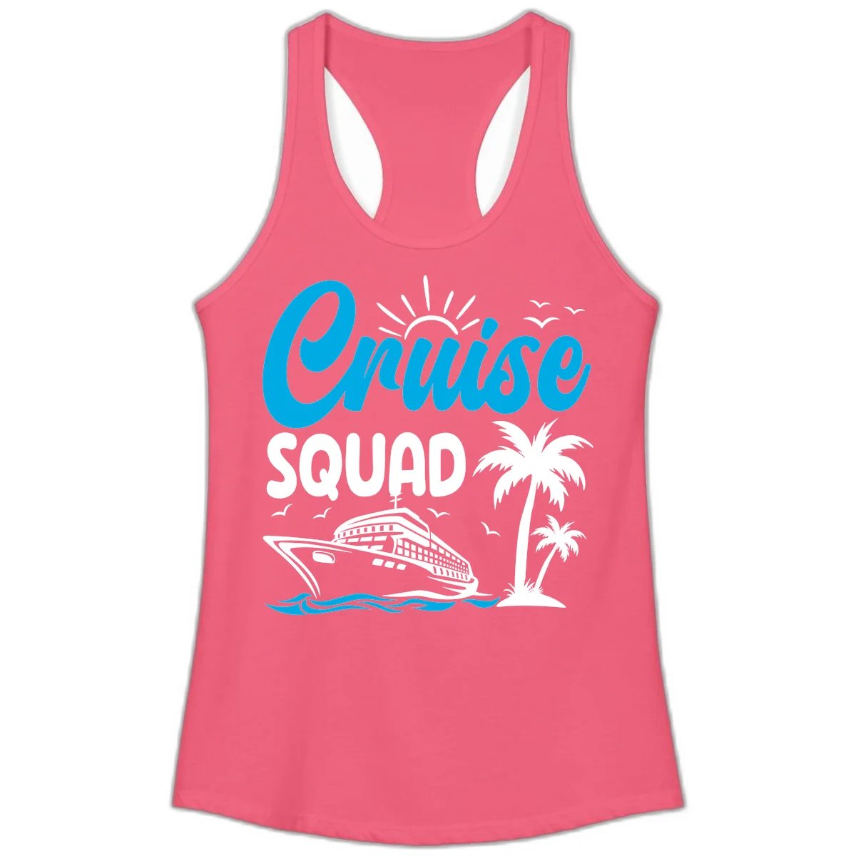 Cruise Squad Vacation Vibes Ladies Tank in Hot Pink