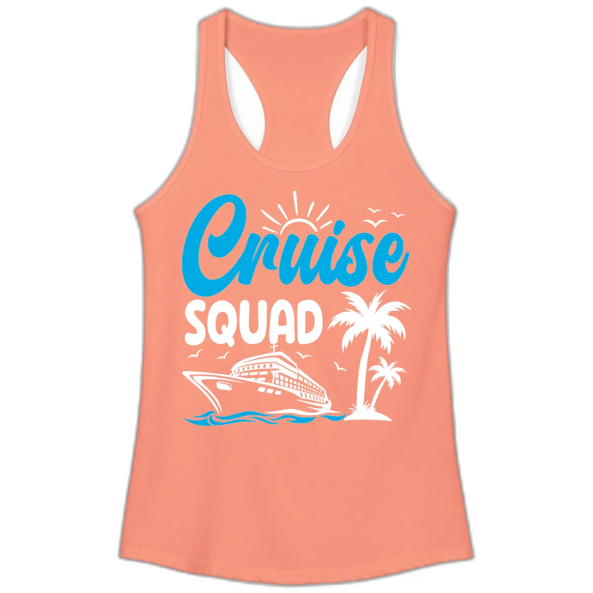 Cruise Squad Vacation Vibes Ladies Tank in Solid Light Orange