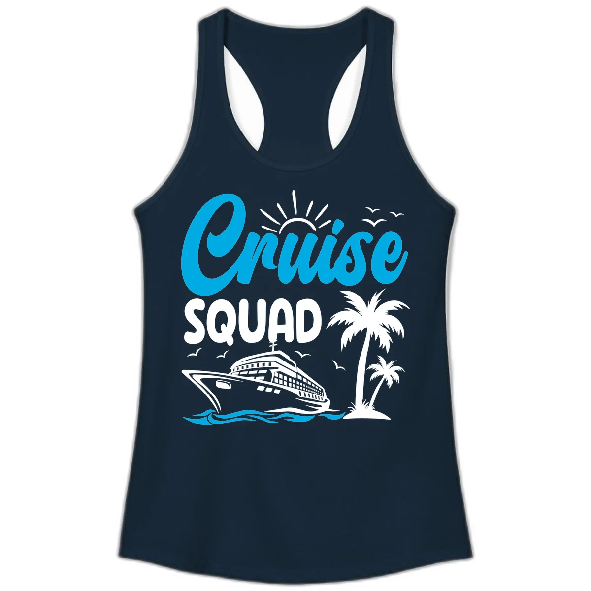 Cruise Squad Vacation Vibes Ladies Tank in Solid Midnight Navy