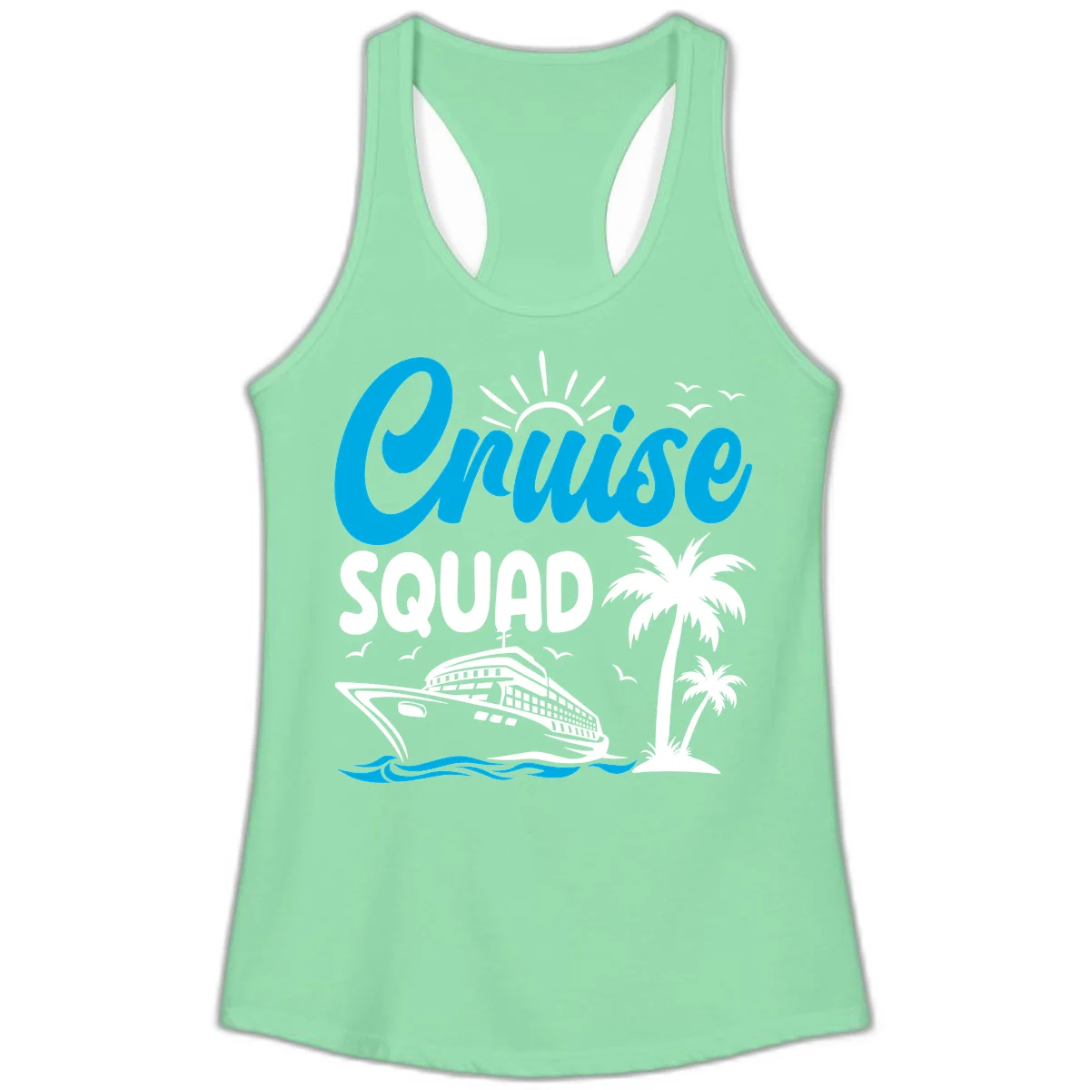 Cruise Squad Vacation Vibes Ladies Tank in Solid Mint