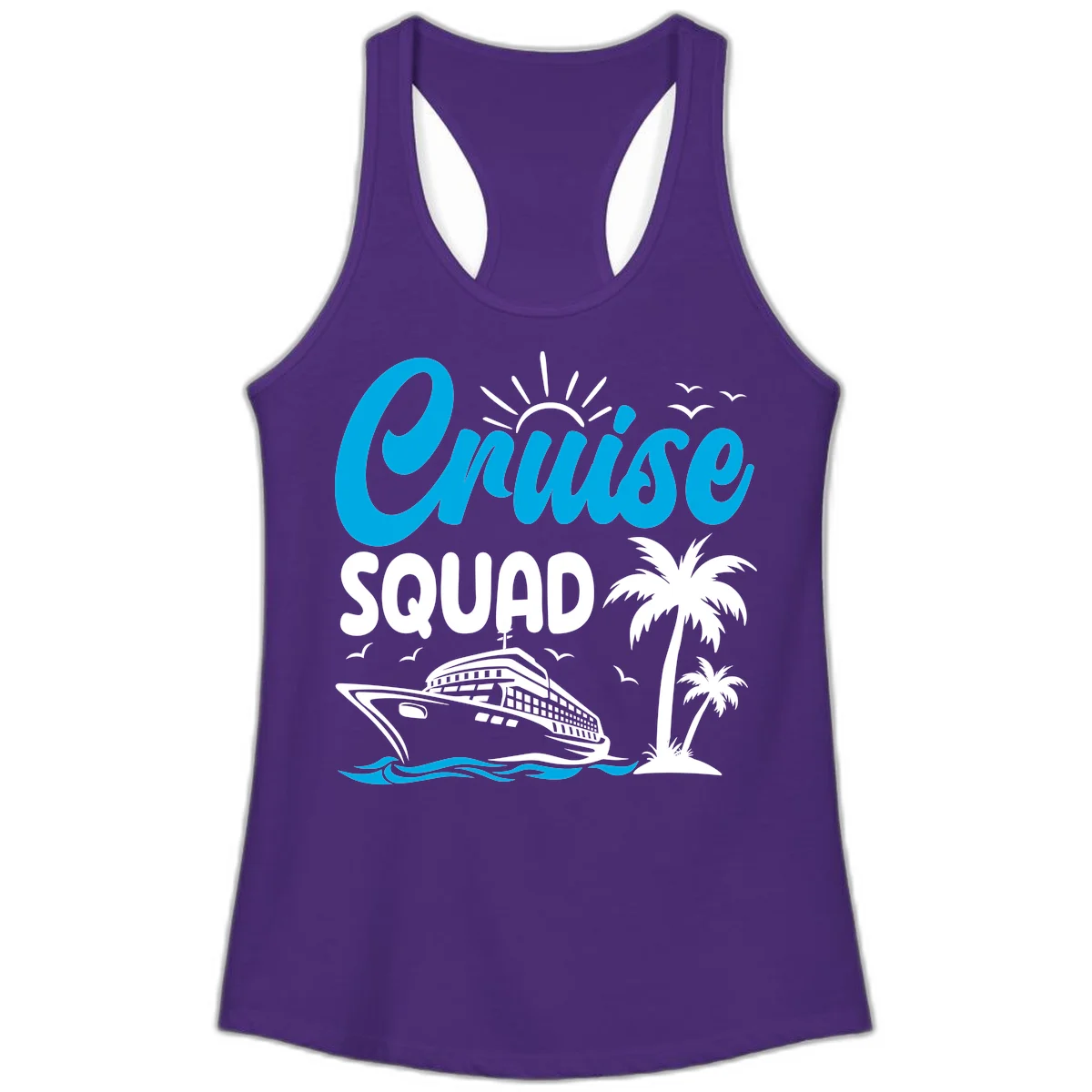 Cruise Squad Vacation Vibes Ladies Tank in Solid Purple Rush