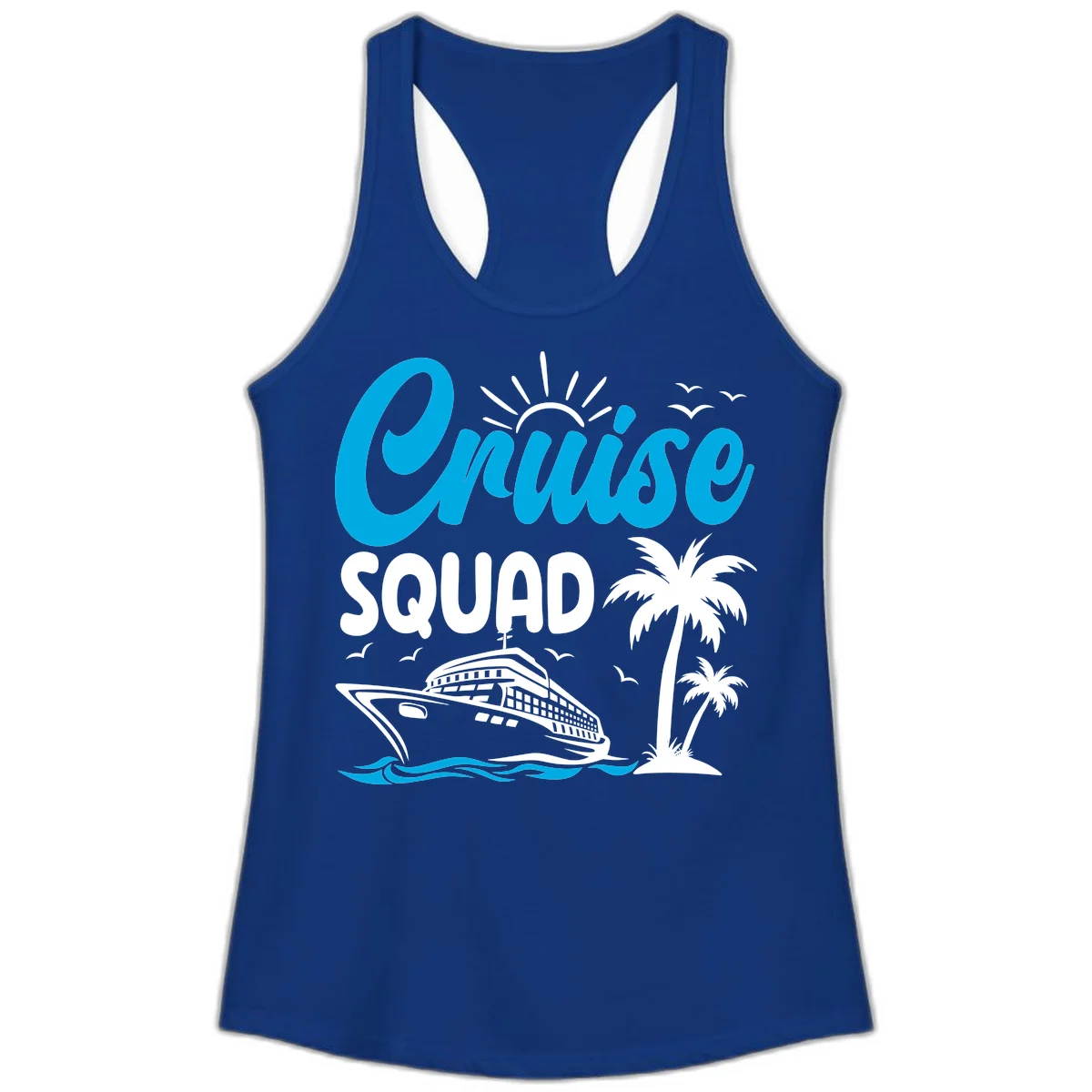 Cruise Squad Vacation Vibes Ladies Tank in Solid Royal