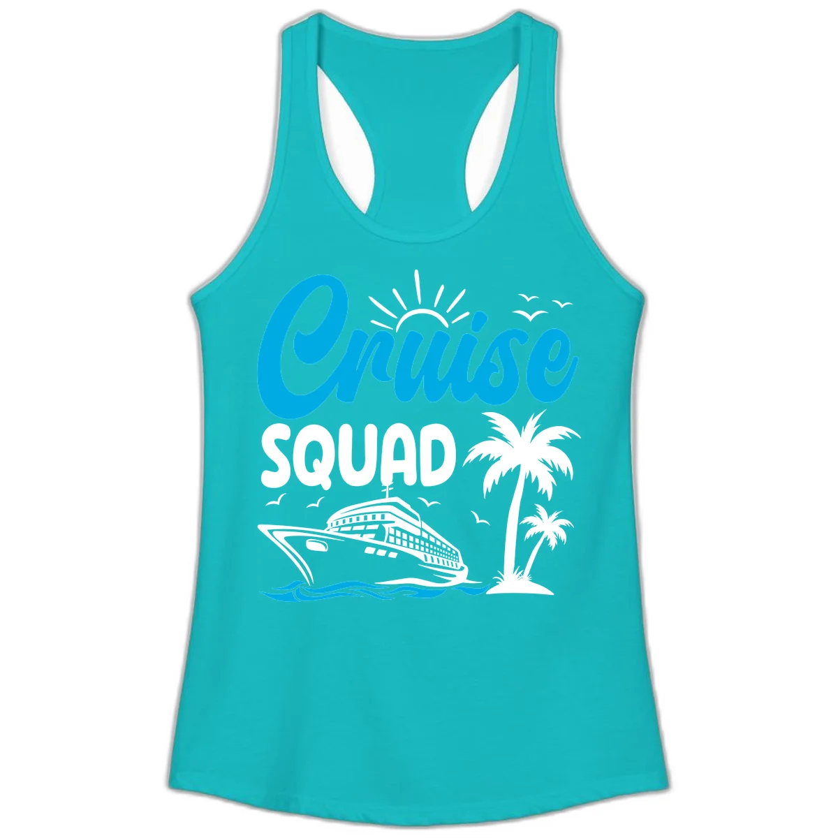 Cruise Squad Vacation Vibes Ladies Tank in Tahiti Blue