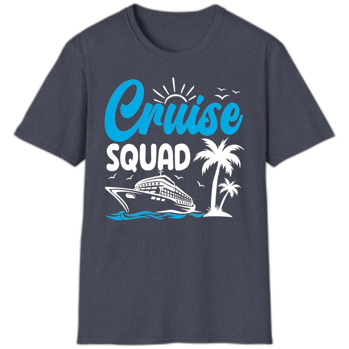 Cruise Squad Vacation Vibes T-Shirt in Heather Navy