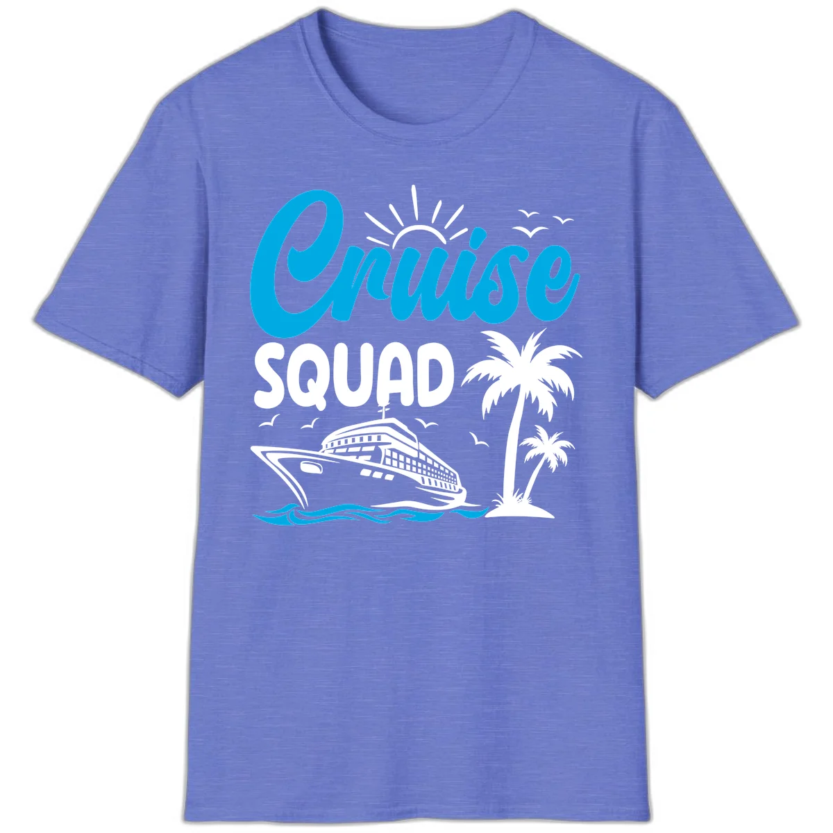 Cruise Squad Vacation Vibes T-Shirt in Heather Royal