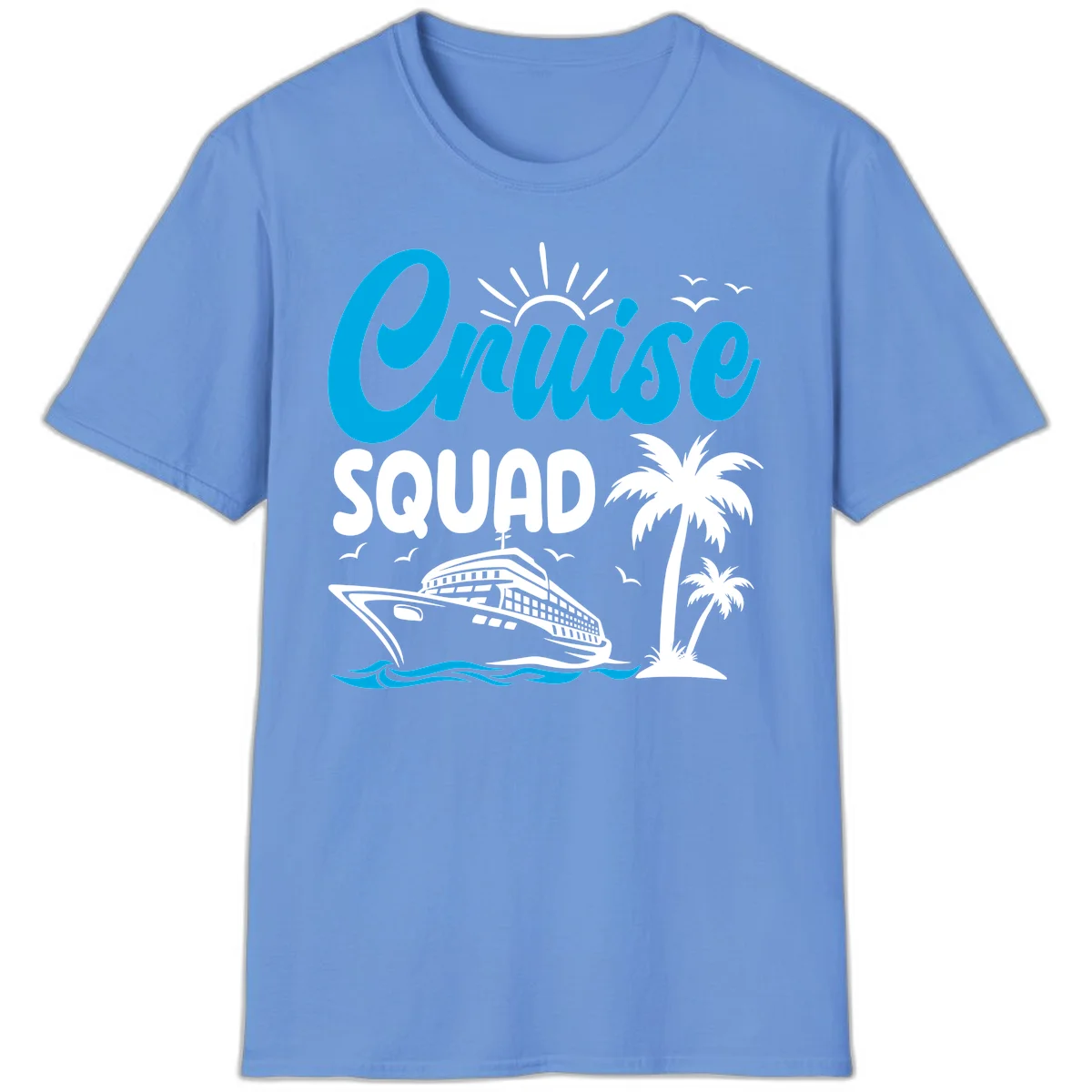 Cruise Squad Vacation Vibes T-Shirt in Carolina Blue