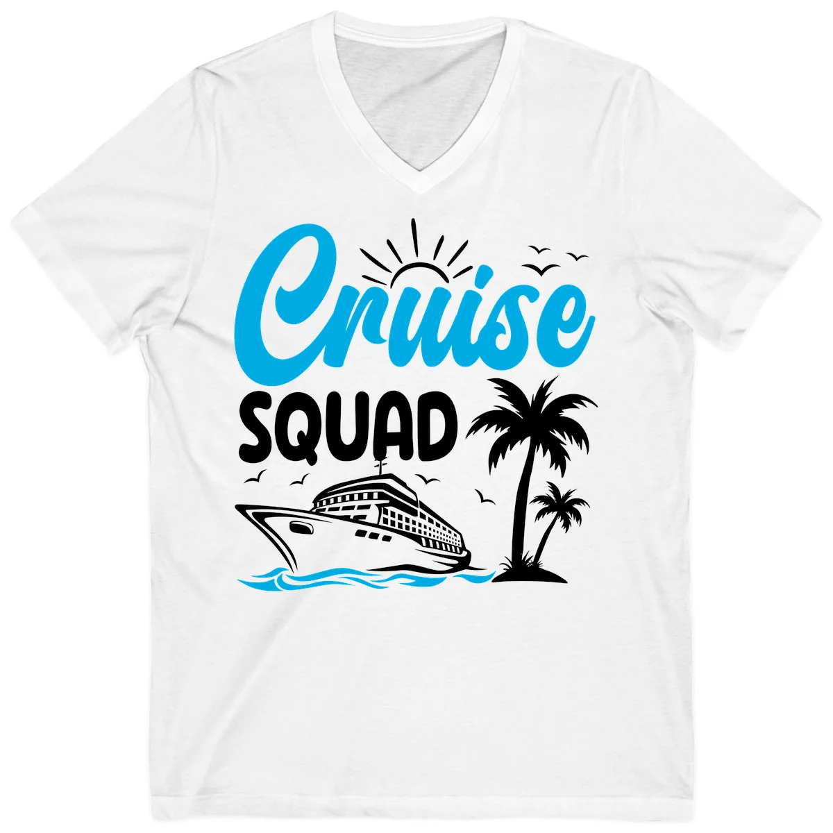 Cruise Squad Vacation Vibes V-Neck Tee in White