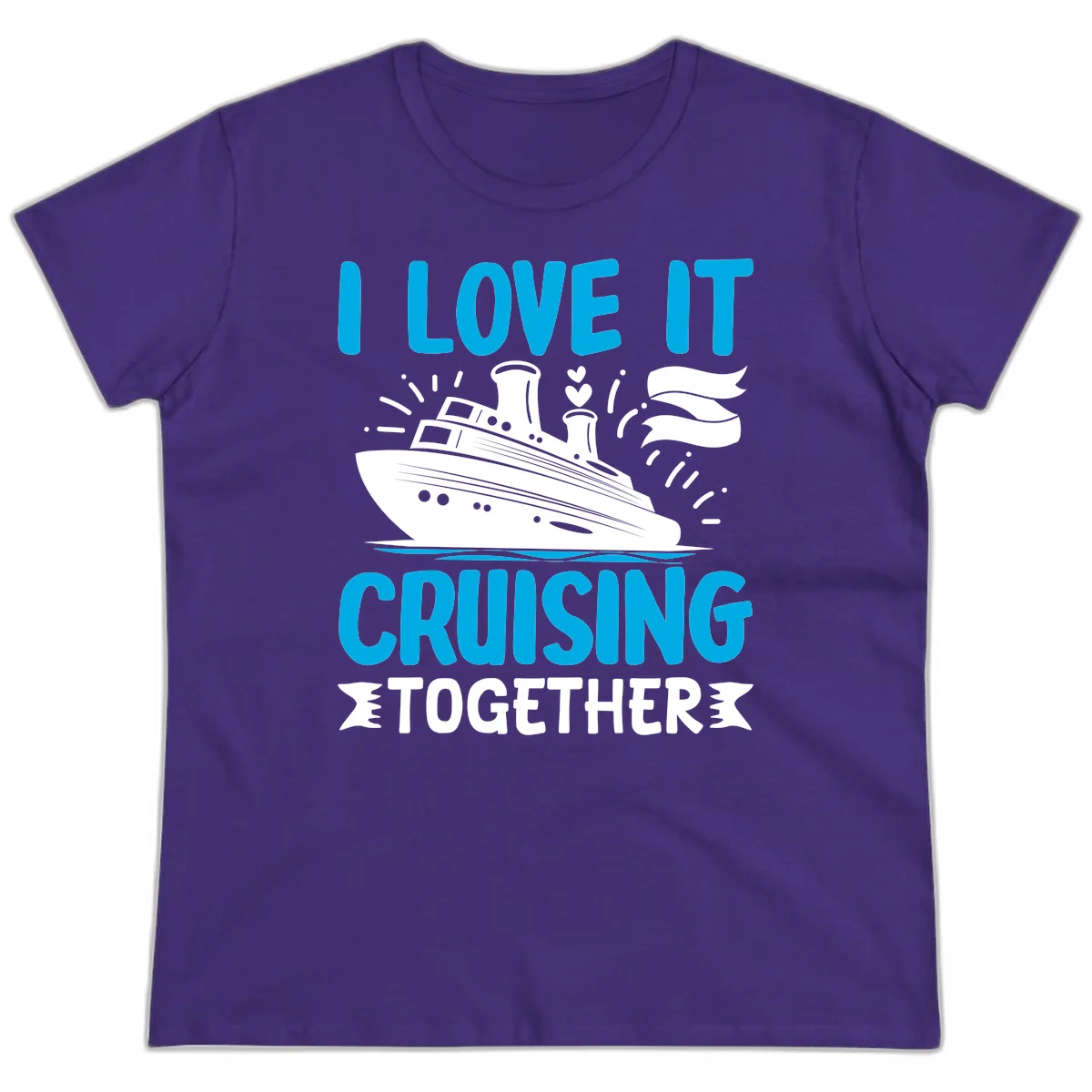 I Love It Cruising Together Ladies Cruise Tee in Purple