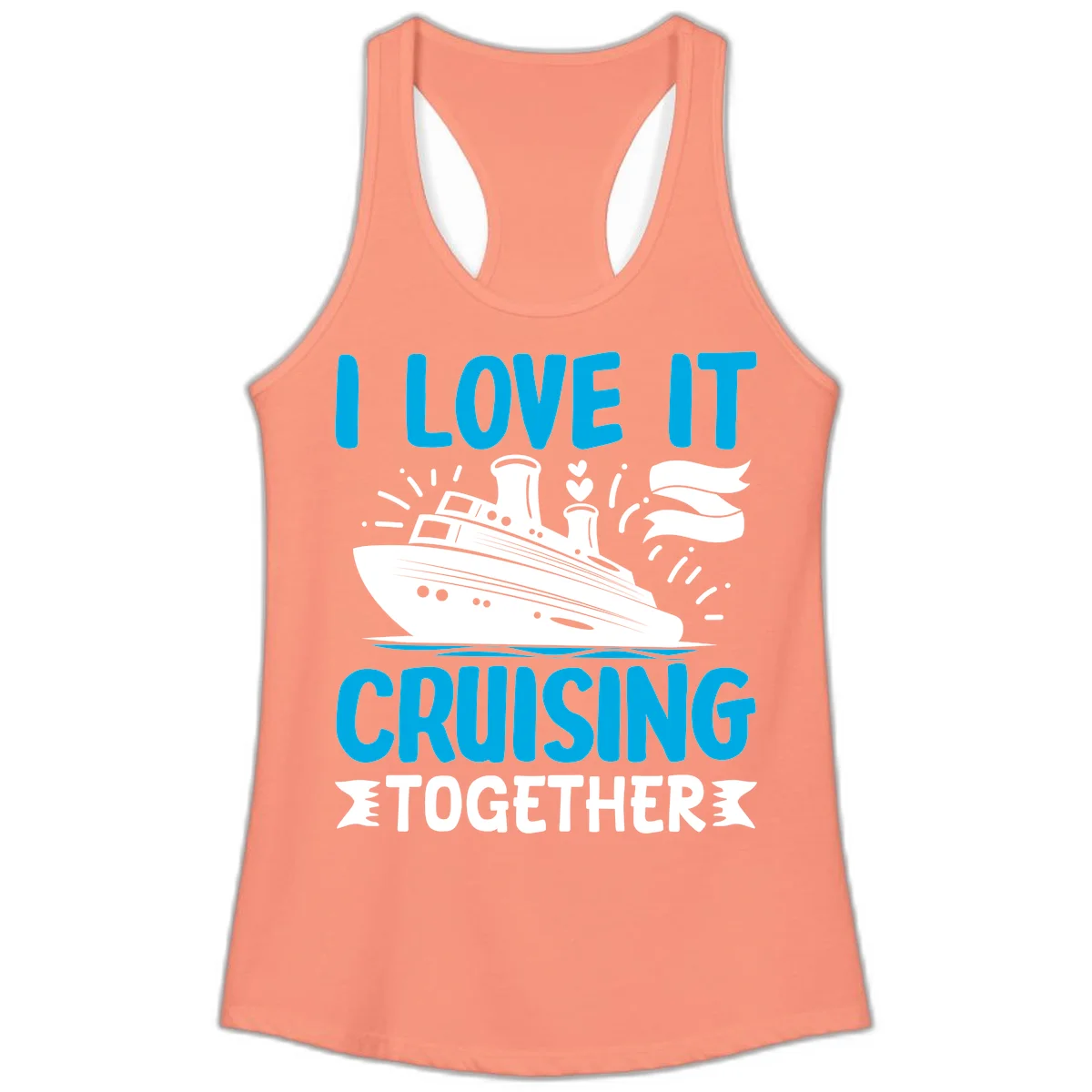 I Love It Cruising Together Ladies Tank Top in Solid Light Orange