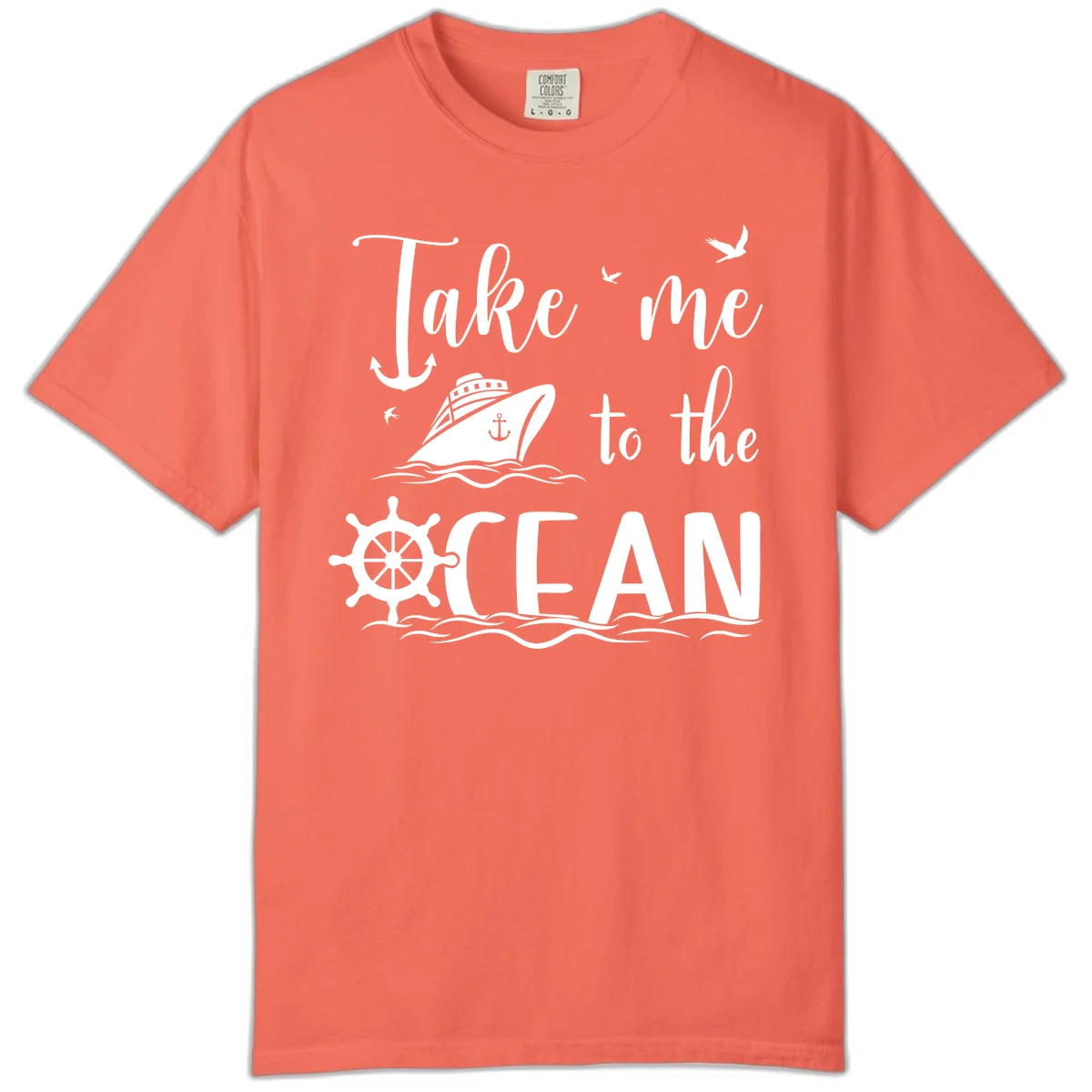 Take Me To The Ocean Comfort Color in Bright Salmon