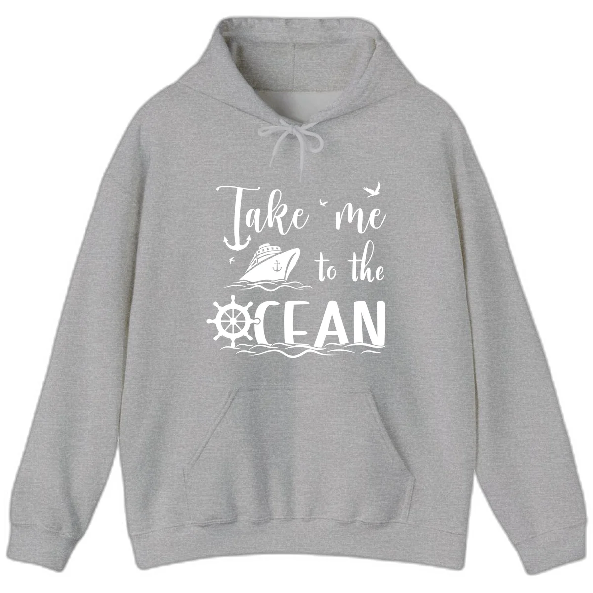 Take Me To The Ocean Hoodie in Sport Grey