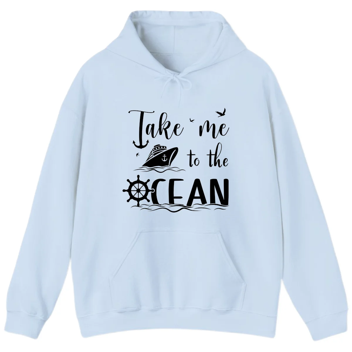 Take Me To The Ocean Hoodie in Light Blue
