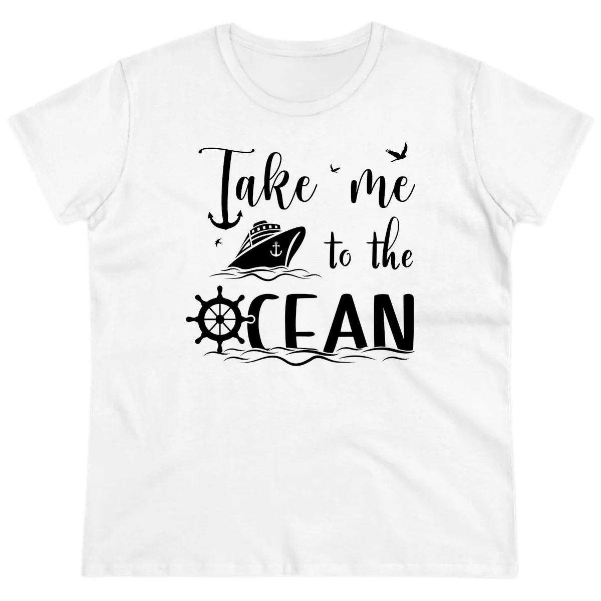 Take Me To The Ocean Ladies Tee in White