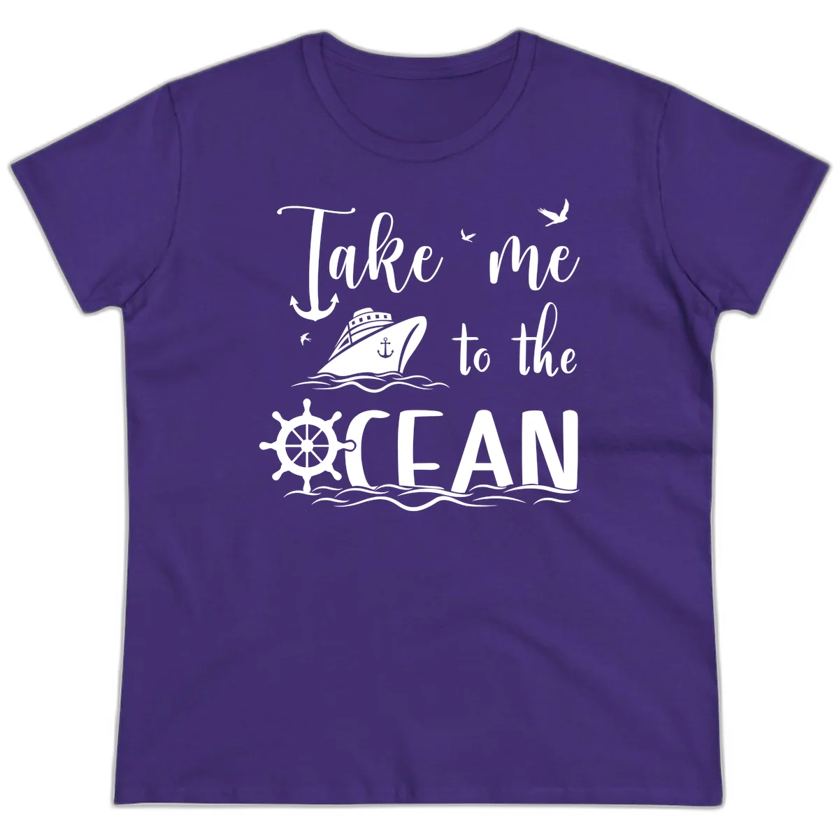 Take Me To The Ocean Ladies Tee in Purple