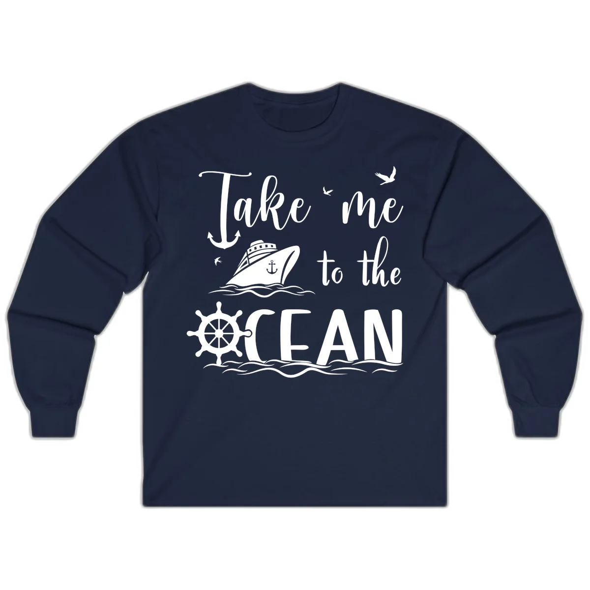 Take Me To The Ocean Long Sleeve in Navy