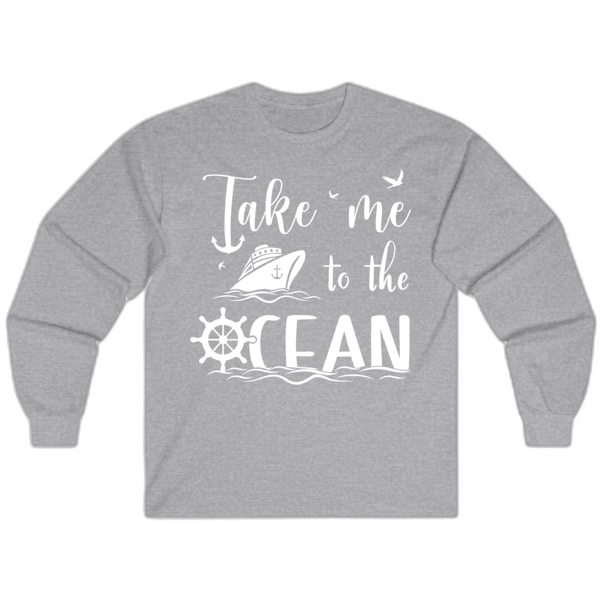 Take Me To The Ocean Long Sleeve in Sport Grey