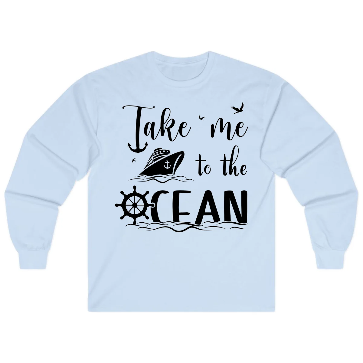 Take Me To The Ocean Long Sleeve in Light Blue