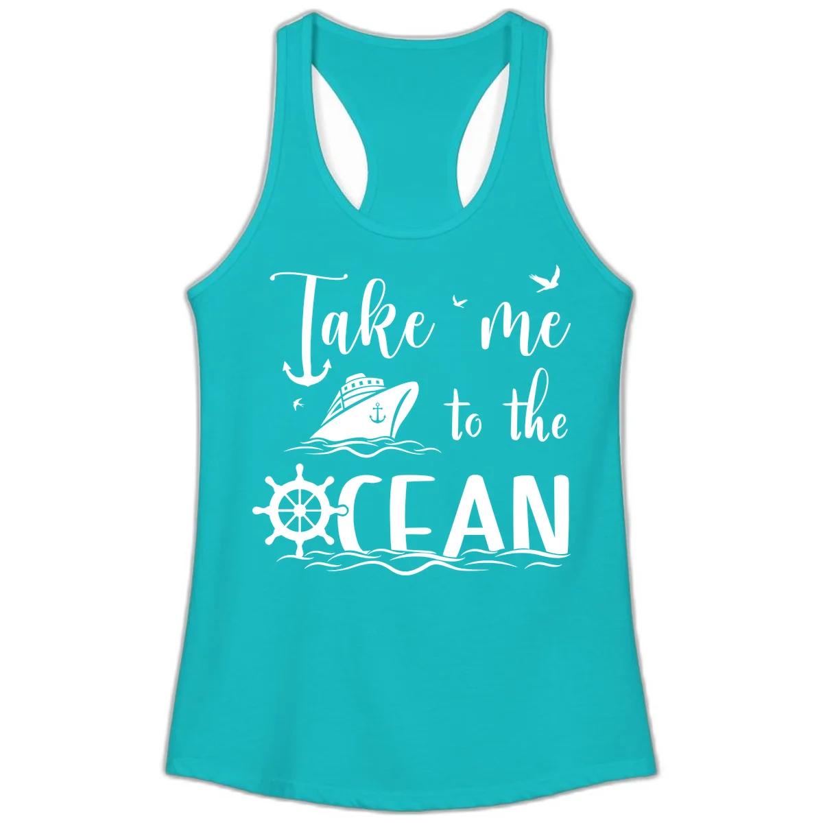 Take Me To The Ocean Ladies Tank in Tahiti Blue
