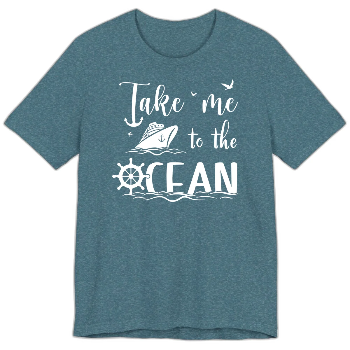 Take Me To The Ocean Premium T-Shirt in Heather Deep Teal