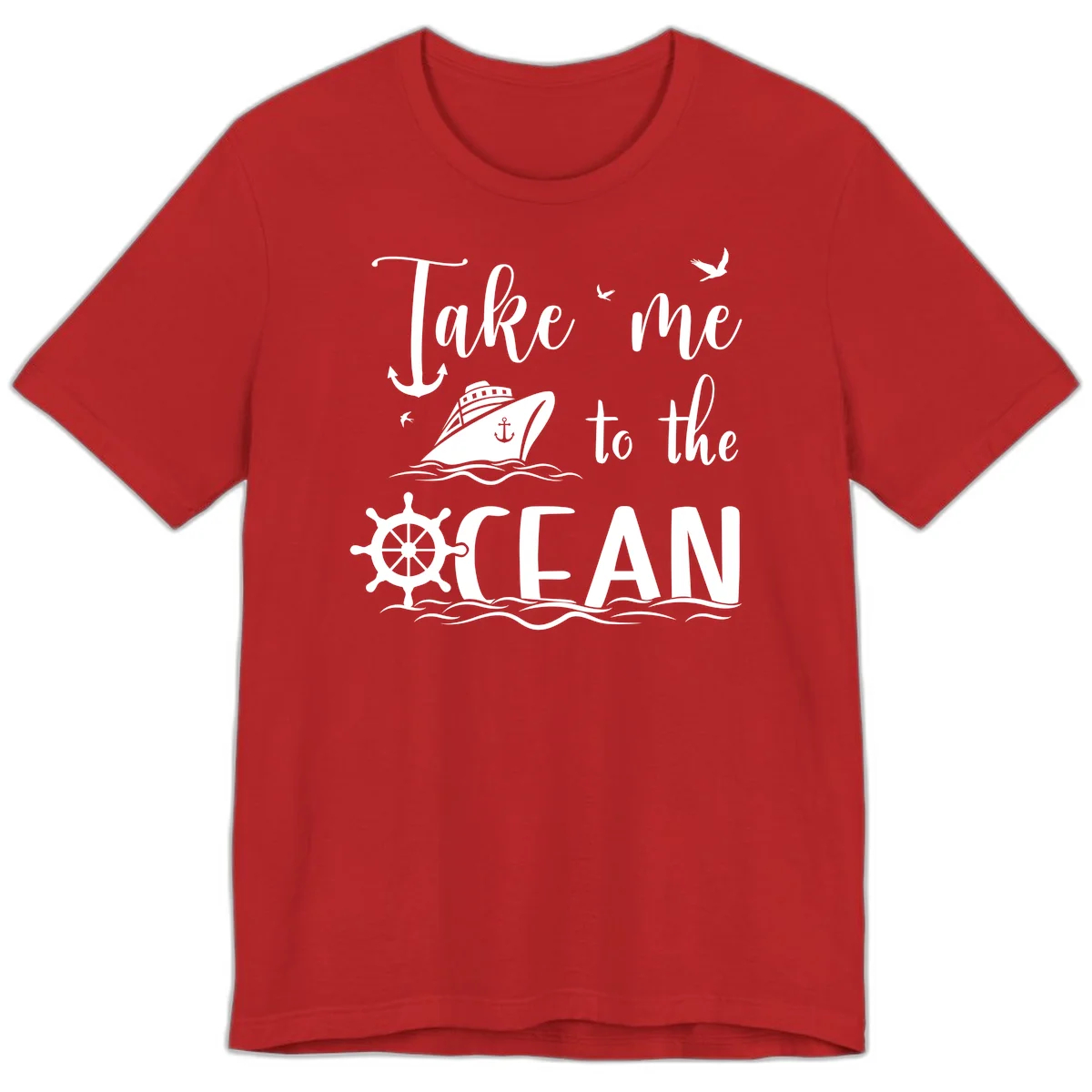 Take Me To The Ocean Premium T-Shirt in Red