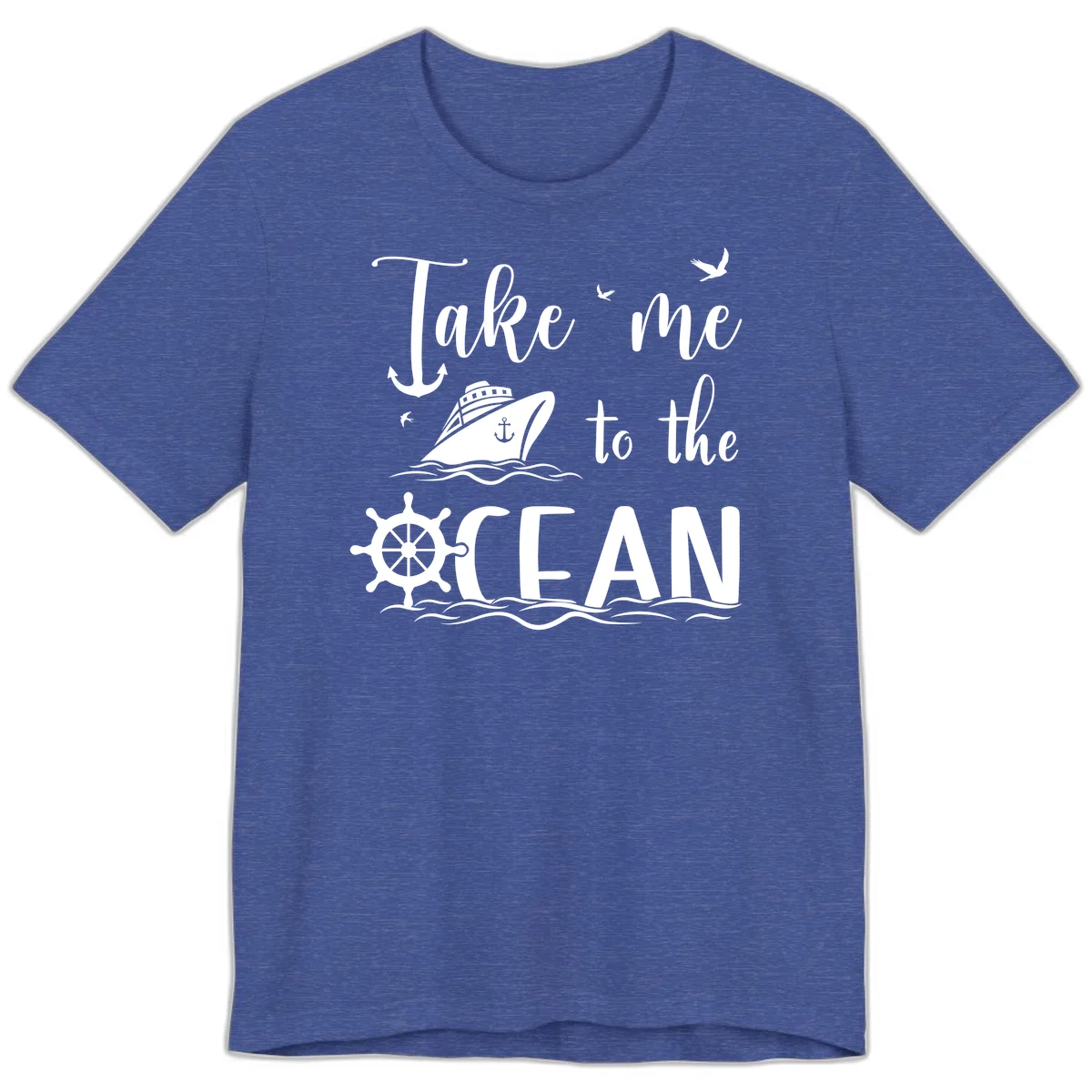 Take Me To The Ocean Premium T-Shirt in Heather True Royal