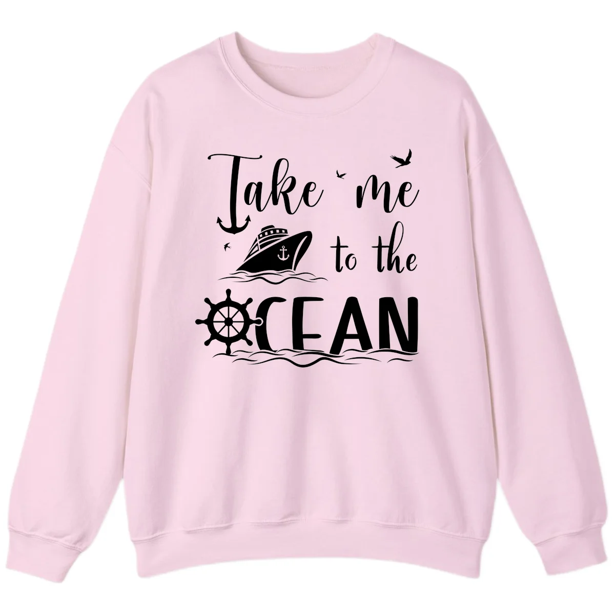 Take Me To The Ocean Sweatshirt in Light Pink