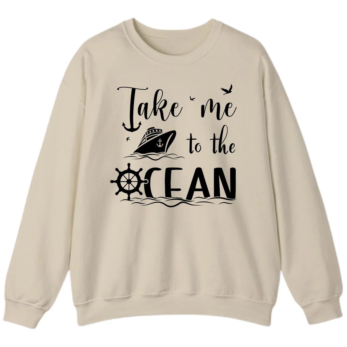 Take Me To The Ocean Sweatshirt in Sand