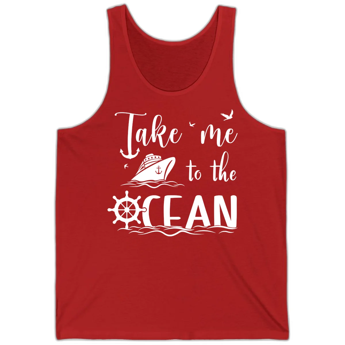 Take Me To The Ocean Tank in Red