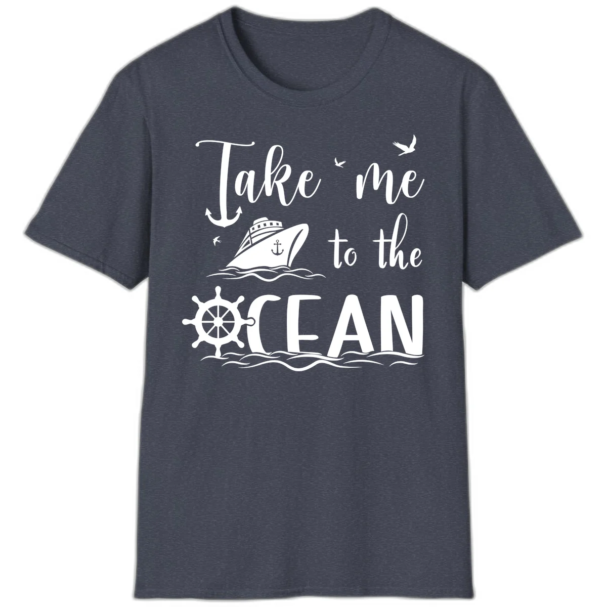 Take Me To The Ocean T-Shirt in Heather Navy