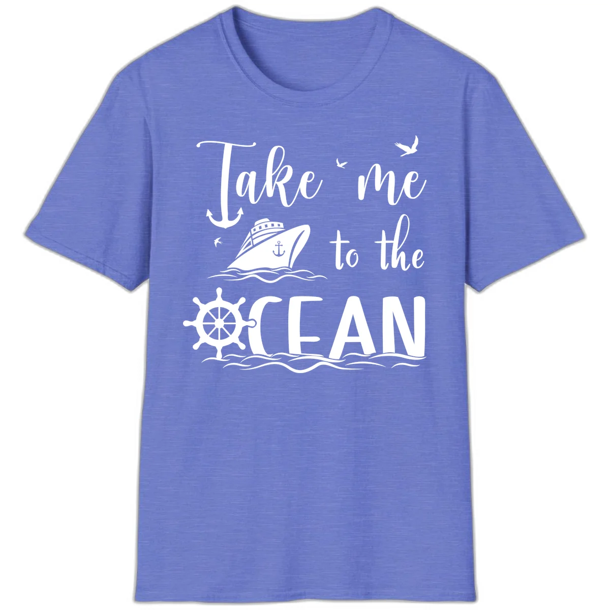 Take Me To The Ocean T-Shirt in Heather Royal