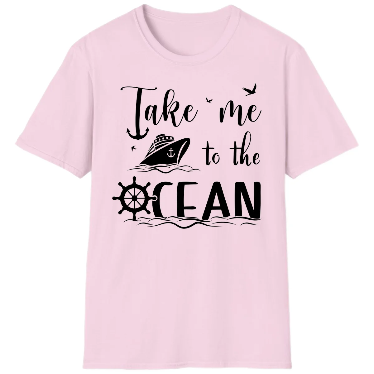 Take Me To The Ocean T-Shirt in Light Pink