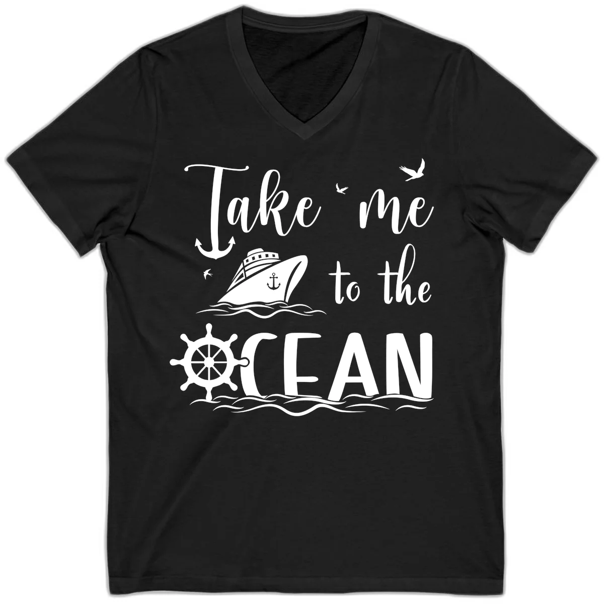 Take Me To The Ocean V-Neck in Black