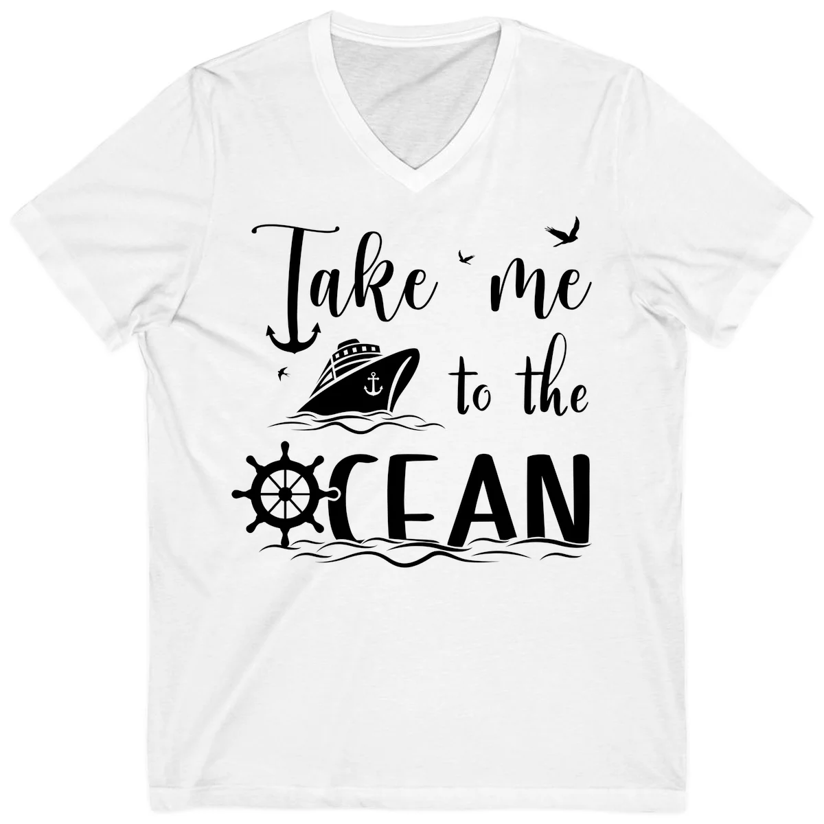 Take Me To The Ocean V-Neck in White