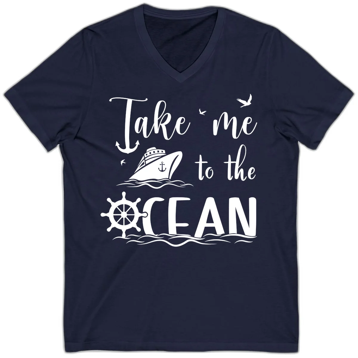 Take Me To The Ocean V-Neck in Navy