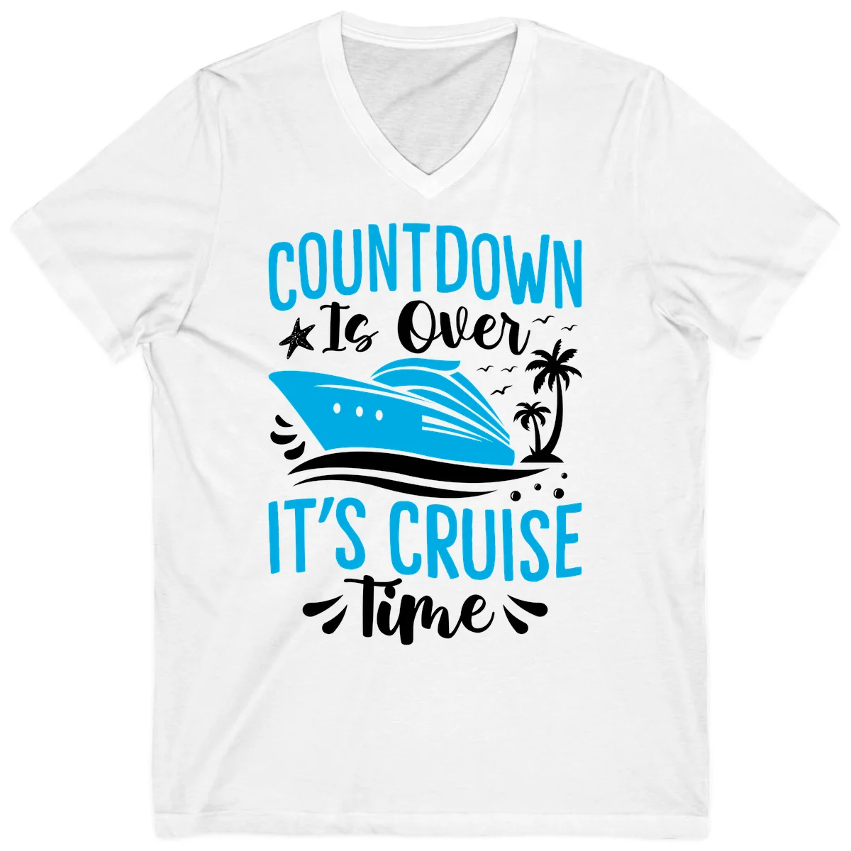 Countdown Is Over It's Cruise Time V-Neck in White