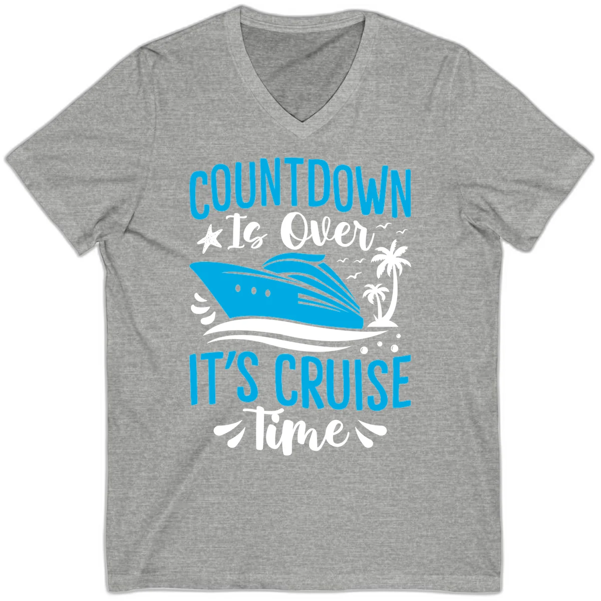 Countdown Is Over It's Cruise Time V-Neck in Athletic Heather