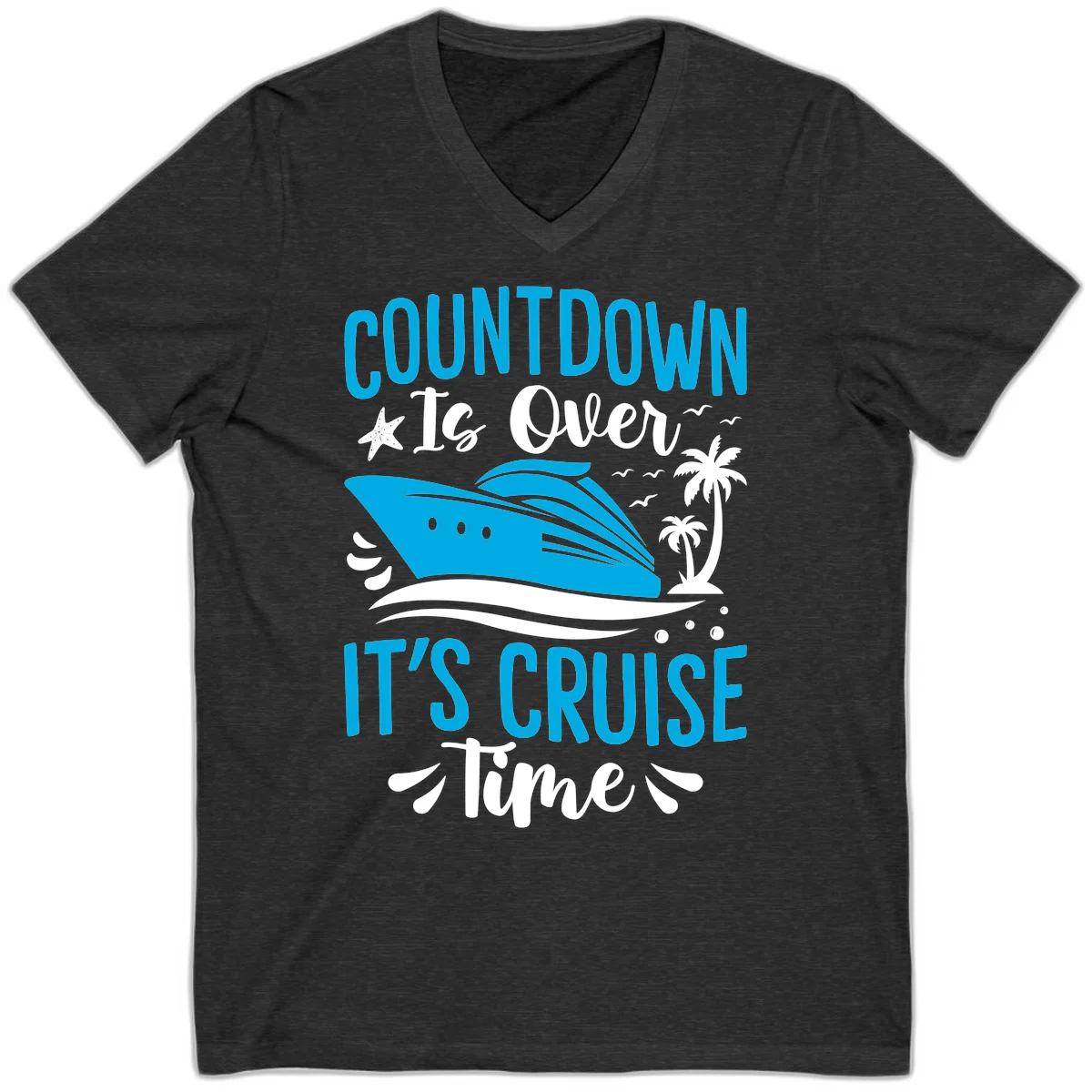 Countdown Is Over It's Cruise Time V-Neck in Dark Grey Heather