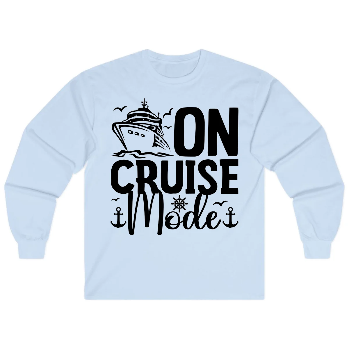On Cruise Mode Long Sleeve T-Shirt in Light Blue