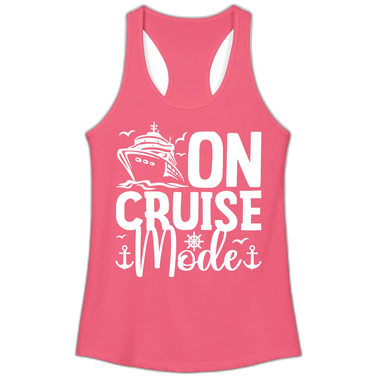 On Cruise Mode Ladies Tank Top in Hot Pink