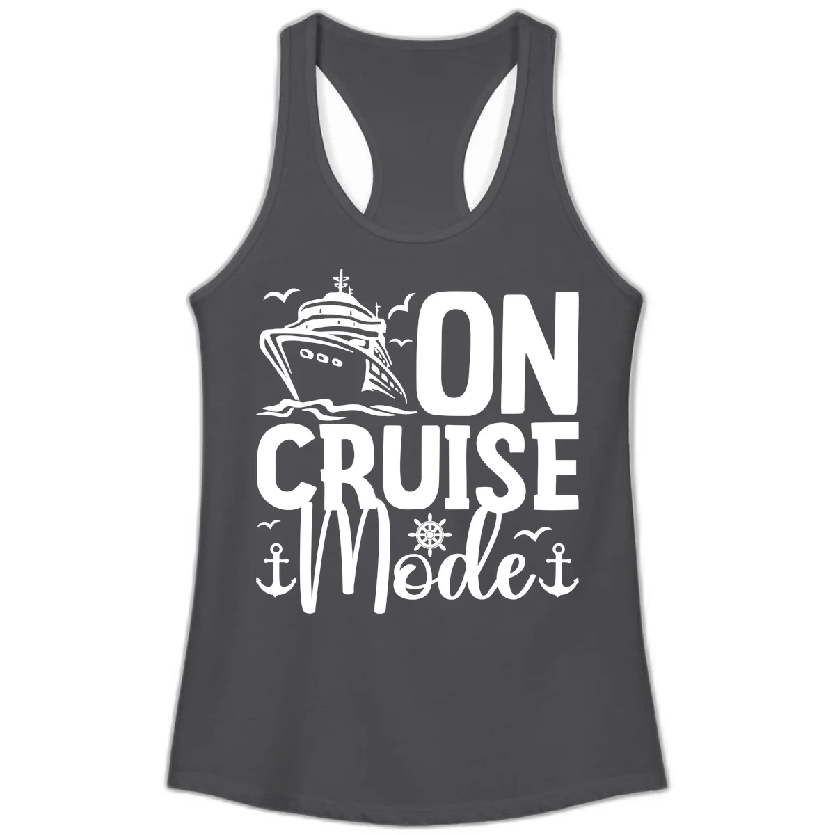 On Cruise Mode Ladies Tank Top in Solid Dark Gray