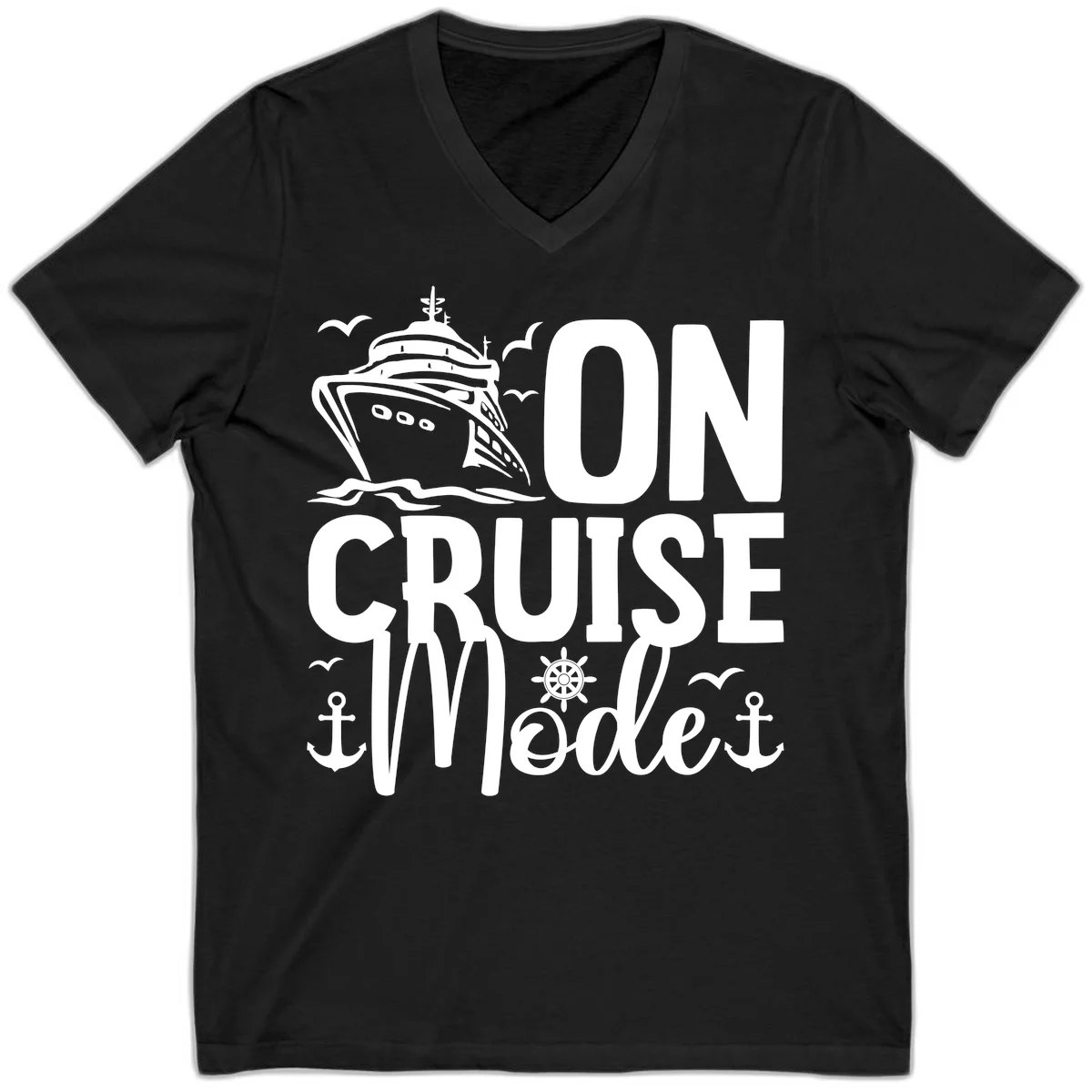 On Cruise Mode V-Neck T-Shirt in Black