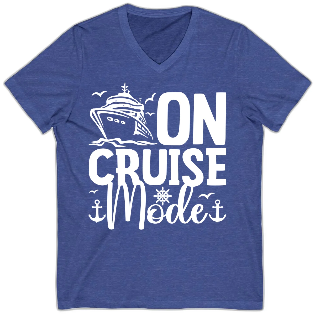 On Cruise Mode V-Neck T-Shirt in Heather True Royal