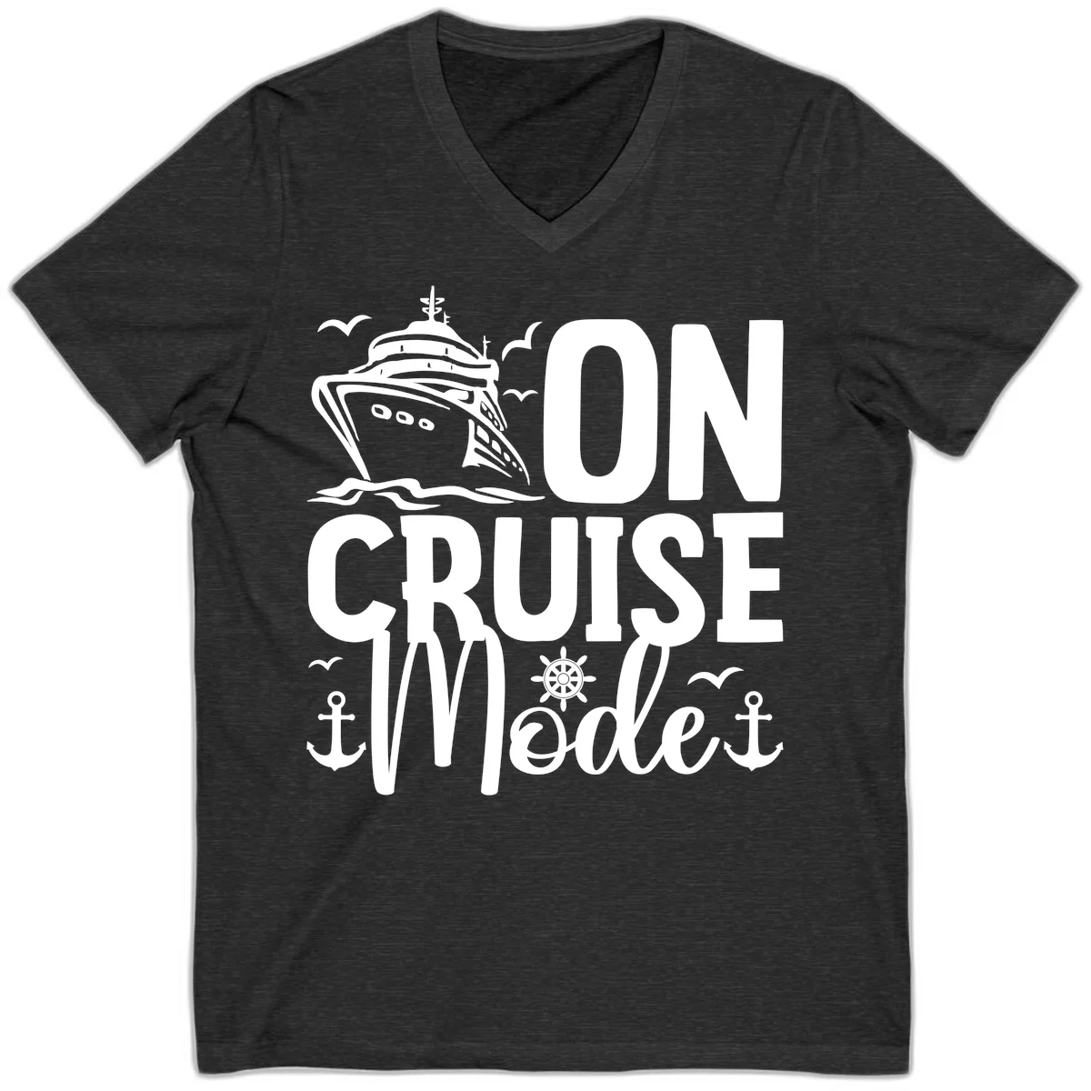 On Cruise Mode V-Neck T-Shirt in Dark Grey Heather