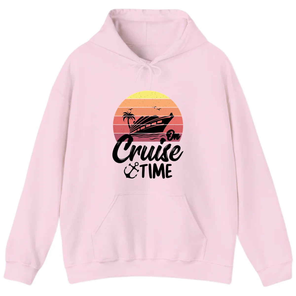Cruise Time Sunset Vibes Hoodie in Light Pink
