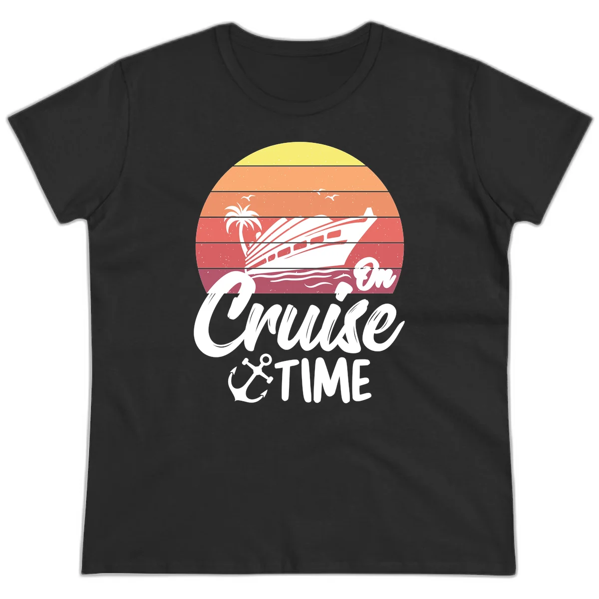 Cruise Time Sunset Vibes Ladies Tee in Black