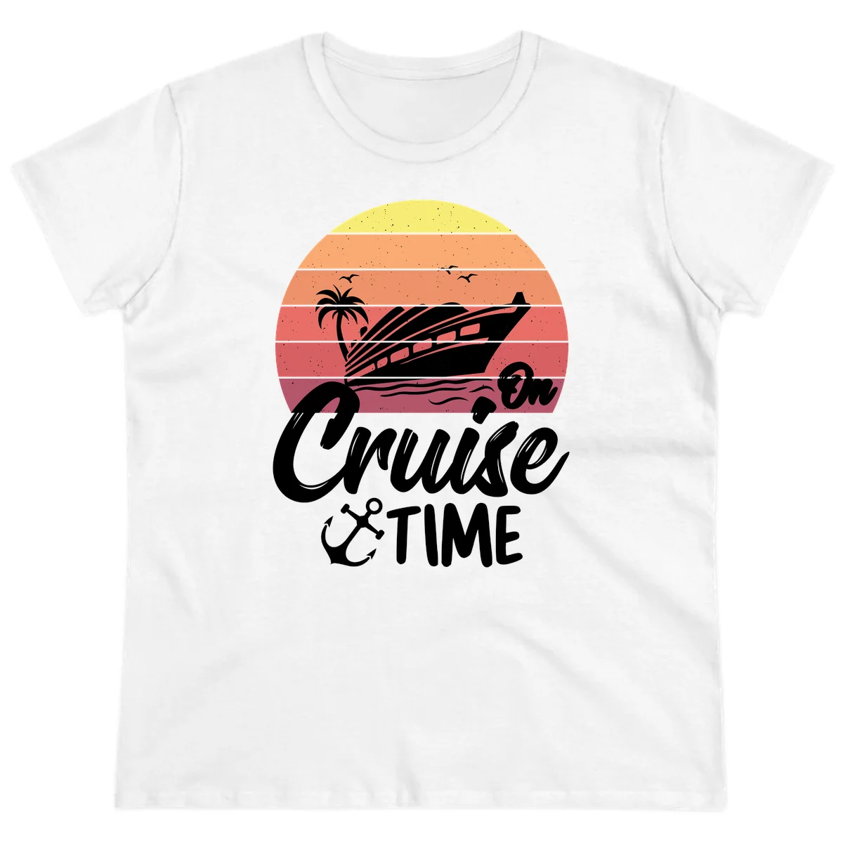 Cruise Time Sunset Vibes Ladies Tee in White